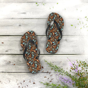 Brown Paisley Unisex Flip Flops - Summer Beach - Dipaliz - Slippers