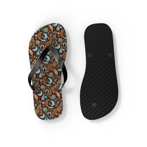 Brown Paisley Unisex Flip Flops - Summer Beach - Dipaliz - Slippers