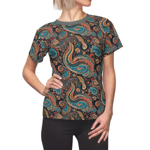 Paisley Pattern Tee - Premium Aop Polyester T-shirt - Dipaliz - Xs / Black Stitching / 4 Oz. - T-shirts