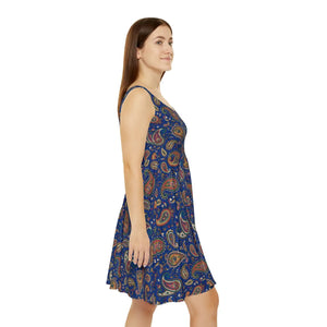 Paisley Pattern Skater Dress – Eco Friendly - Dipaliz - Dresses - Xs