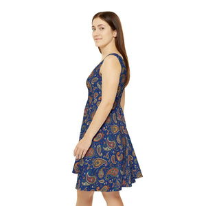 Paisley Pattern Skater Dress – Eco Friendly - Dipaliz - Dresses - Xs