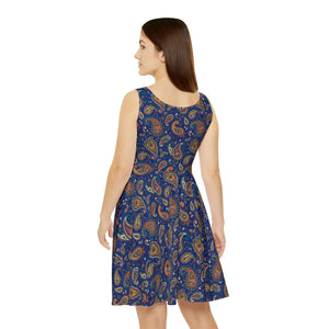 Paisley Pattern Skater Dress – Eco Friendly - Dipaliz - Dresses - Xs