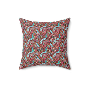 Paisley Pink Polyester Square Pillow - Spun - Dipaliz - Throw Pillows