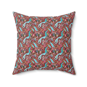 Paisley Pink Polyester Square Pillow - Spun - Dipaliz - Throw Pillows