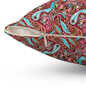 Paisley Pink Polyester Square Pillow - Spun - Dipaliz - Throw Pillows