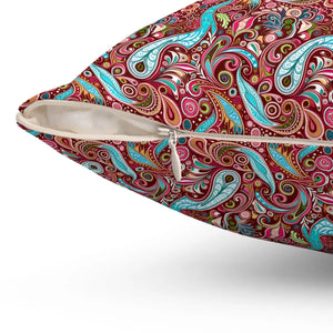 Paisley Pink Polyester Square Pillow - Spun - Dipaliz - Throw Pillows