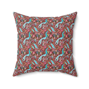 Paisley Pink Polyester Square Pillow - Spun - Dipaliz - Throw Pillows