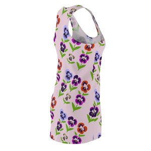 Racerback Dress – Pansy Flowers Polyester - Dipaliz - Dresses - Xs