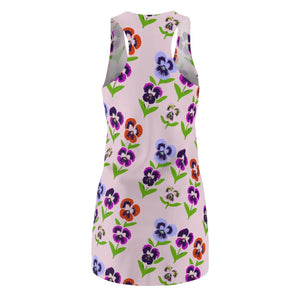 Racerback Dress – Pansy Flowers Polyester - Dipaliz - Dresses - Xs