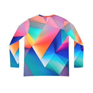 Colorful Prism Geometric Pattern Women’s Long Sleeve V-neck Shirt (aop) - T-shirts