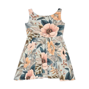 Pastel Delicate Flower Skater Dress Stretchy Dipaliz - Dresses - Xs
