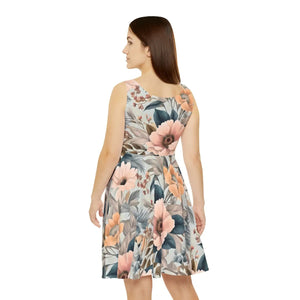 Pastel Delicate Flower Skater Dress Stretchy Dipaliz - Dresses - Xs
