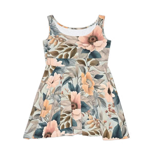 Pastel Delicate Flower Skater Dress Stretchy Dipaliz - Dresses - Xs