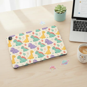 Dipaliz Pastel Dinosaur Tablet Folio Case Vegan Leather - Mobile Phone Cases
