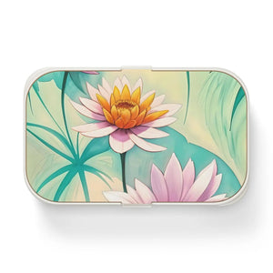Elegant Bento Lunch Box Pastel Flowers Wood Lid Dipaliz - Sets