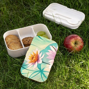 Elegant Bento Lunch Box Pastel Flowers Wood Lid Dipaliz - Sets