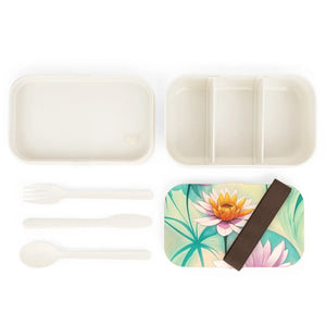 Elegant Bento Lunch Box Pastel Flowers Wood Lid Dipaliz - Sets