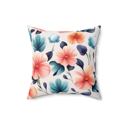 Cozy Up with Pastel Large Flowers Spun Polyester Pillows - 16’’ × Home Decor