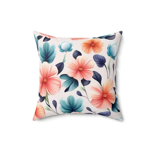 Pastel Large Flowers Spun Polyester Square Pillow - Dipaliz - Throw Pillows