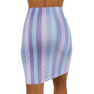 Dipaliz Pastel Striped Pencil Skirt Lavender Knit Mid - Skirts