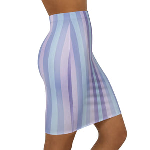 Dipaliz Pastel Striped Pencil Skirt Lavender Knit Mid - Skirts