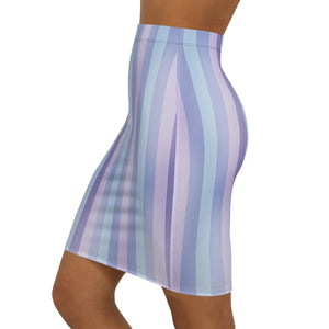 Dipaliz Pastel Striped Pencil Skirt Lavender Knit Mid - Skirts