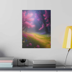 Matte Canvas Path Lined Flowering Trees - Dipaliz - Posters Prints & Visual Artwork
