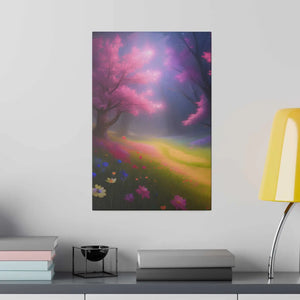 Matte Canvas Path Lined Flowering Trees - Dipaliz - Posters Prints & Visual Artwork