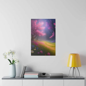 Matte Canvas Path Lined Flowering Trees - Dipaliz - Posters Prints & Visual Artwork