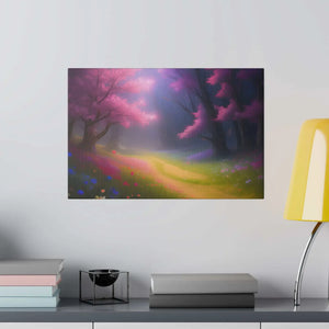 Matte Canvas Path Lined Flowering Trees - Dipaliz - Posters Prints & Visual Artwork