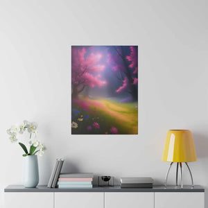 Matte Canvas Path Lined Flowering Trees - Dipaliz - Posters Prints & Visual Artwork