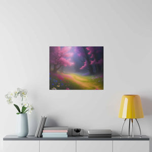 Matte Canvas Path Lined Flowering Trees - Dipaliz - Posters Prints & Visual Artwork