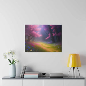 Matte Canvas Path Lined Flowering Trees - Dipaliz - Posters Prints & Visual Artwork