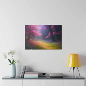 Matte Canvas Path Lined Flowering Trees - Dipaliz - Posters Prints & Visual Artwork