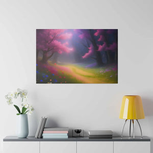 Matte Canvas Path Lined Flowering Trees - Dipaliz - Posters Prints & Visual Artwork