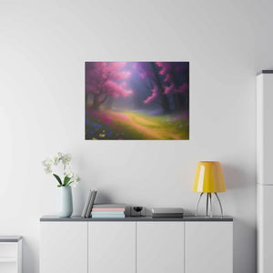 Matte Canvas Path Lined Flowering Trees - Dipaliz - Posters Prints & Visual Artwork