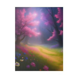 Matte Canvas Path Lined Flowering Trees - Dipaliz - Posters Prints & Visual Artwork
