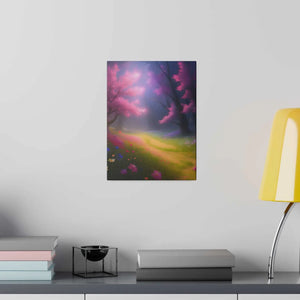 Matte Canvas Path Lined Flowering Trees - Dipaliz - Posters Prints & Visual Artwork