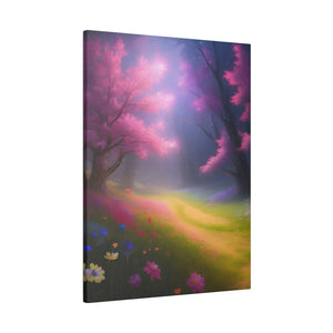 Matte Canvas Path Lined Flowering Trees - Dipaliz - Posters Prints & Visual Artwork