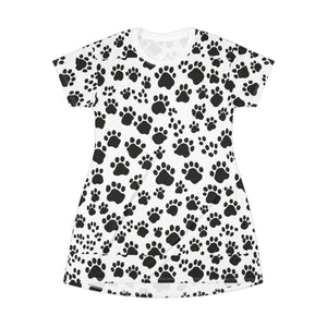 Paw Print Pattern Shirt Dress – Eco Polyester - Dipaliz - Dresses - Xs