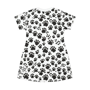 Paw Print Pattern Shirt Dress – Eco Polyester - Dipaliz - Dresses - Xs