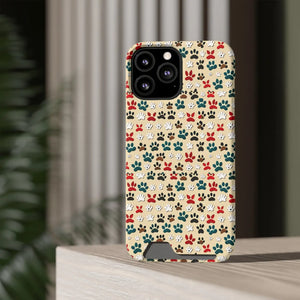 Durable Paw Print Phone Case Card Holder Polycarbonate - Dipaliz - Mobile Cases