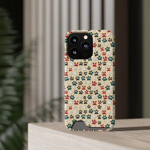 Durable Paw Print Phone Case Card Holder Polycarbonate - Dipaliz - Mobile Cases