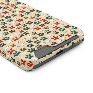 Durable Paw Print Phone Case Card Holder Polycarbonate - Dipaliz - Mobile Cases