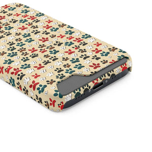 Durable Paw Print Phone Case Card Holder Polycarbonate - Dipaliz - Mobile Cases