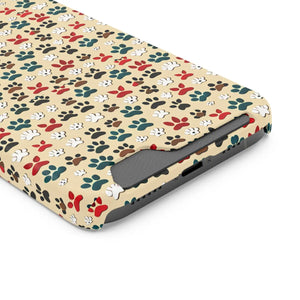 Durable Paw Print Phone Case Card Holder Polycarbonate - Dipaliz - Mobile Cases