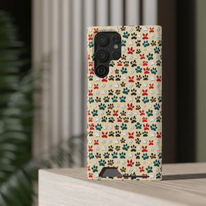 Durable Paw Print Phone Case Card Holder Polycarbonate - Dipaliz - Mobile Cases