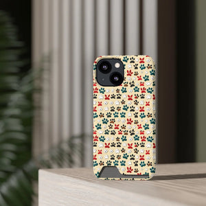 Durable Paw Print Phone Case Card Holder Polycarbonate - Dipaliz - Mobile Cases