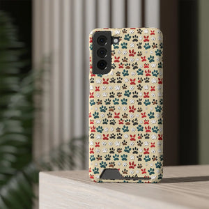Durable Paw Print Phone Case Card Holder Polycarbonate - Dipaliz - Mobile Cases