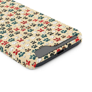 Durable Paw Print Phone Case Card Holder Polycarbonate - Dipaliz - Mobile Cases